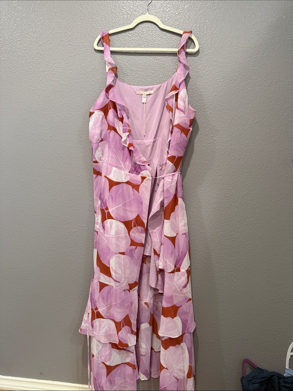 Anthropologie Hutch Pink and Rust Floral Maxi Dress
